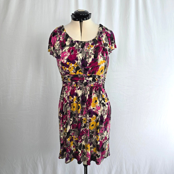 Elle Dresses & Skirts - Elle Mini Dress Women's M Multi-Color Floral Stretch Ruffle Short Sleeve NWT